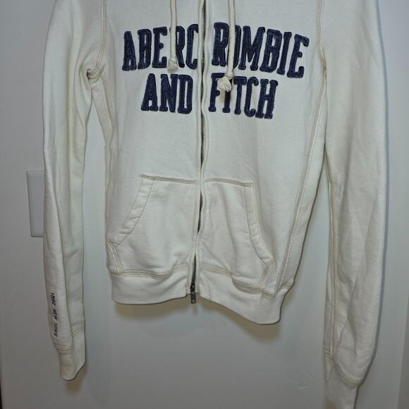 Vintage Y2K Abercrombie & Fitch Hoodie Zip Up White Womens Size M 1892 New York - Picture 3 of 9
